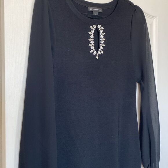 International Concepts sheer long sleeve sweater with rhinestone detail size M - Picture 4 of 7